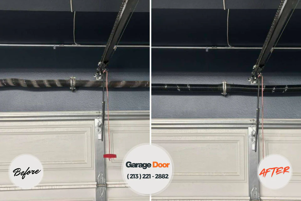 Before and after: garage door repair Ross, CA